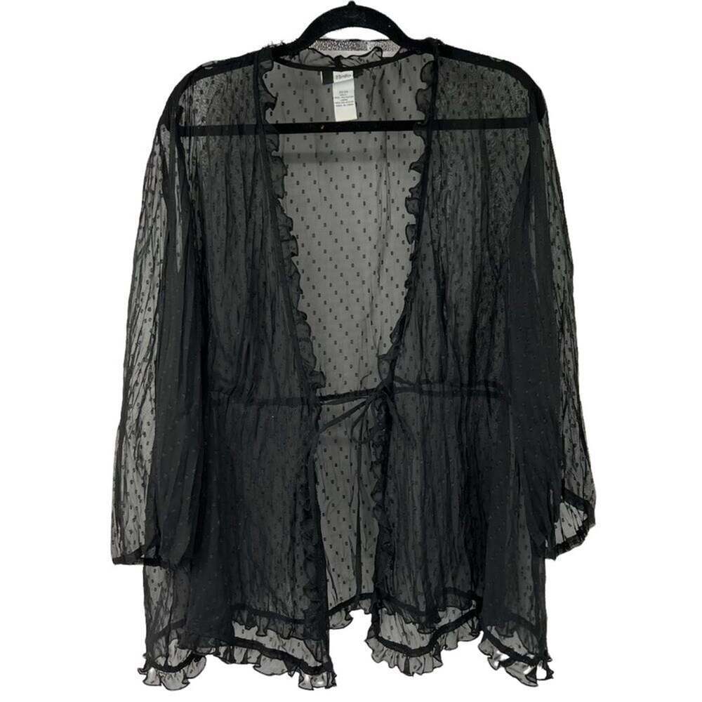 Studio 1940 Black Tie Front‎ Ruffle Trim Top Womens 22/24 Plus
